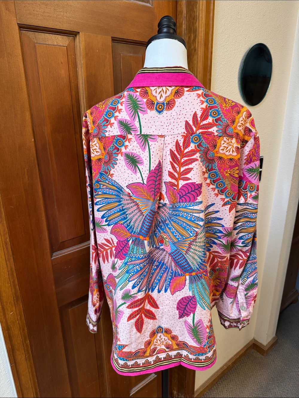 FARM Rio Pink Tropical Print Button-Front Jacket Size L - Picture 9 of 10